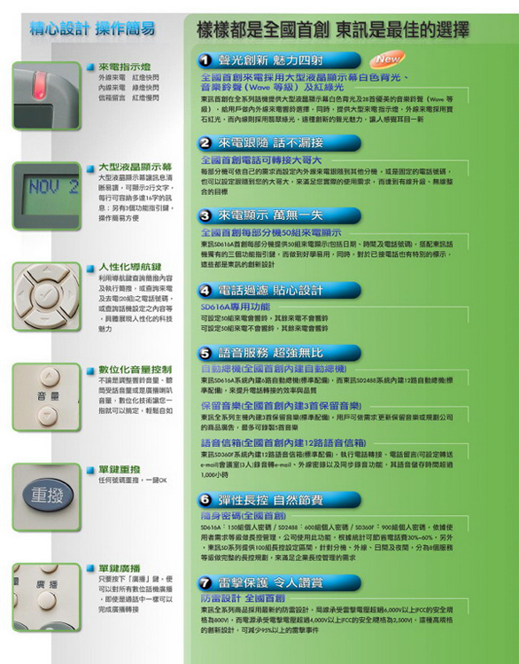 總機電話系統-東訊TECOM SD Series